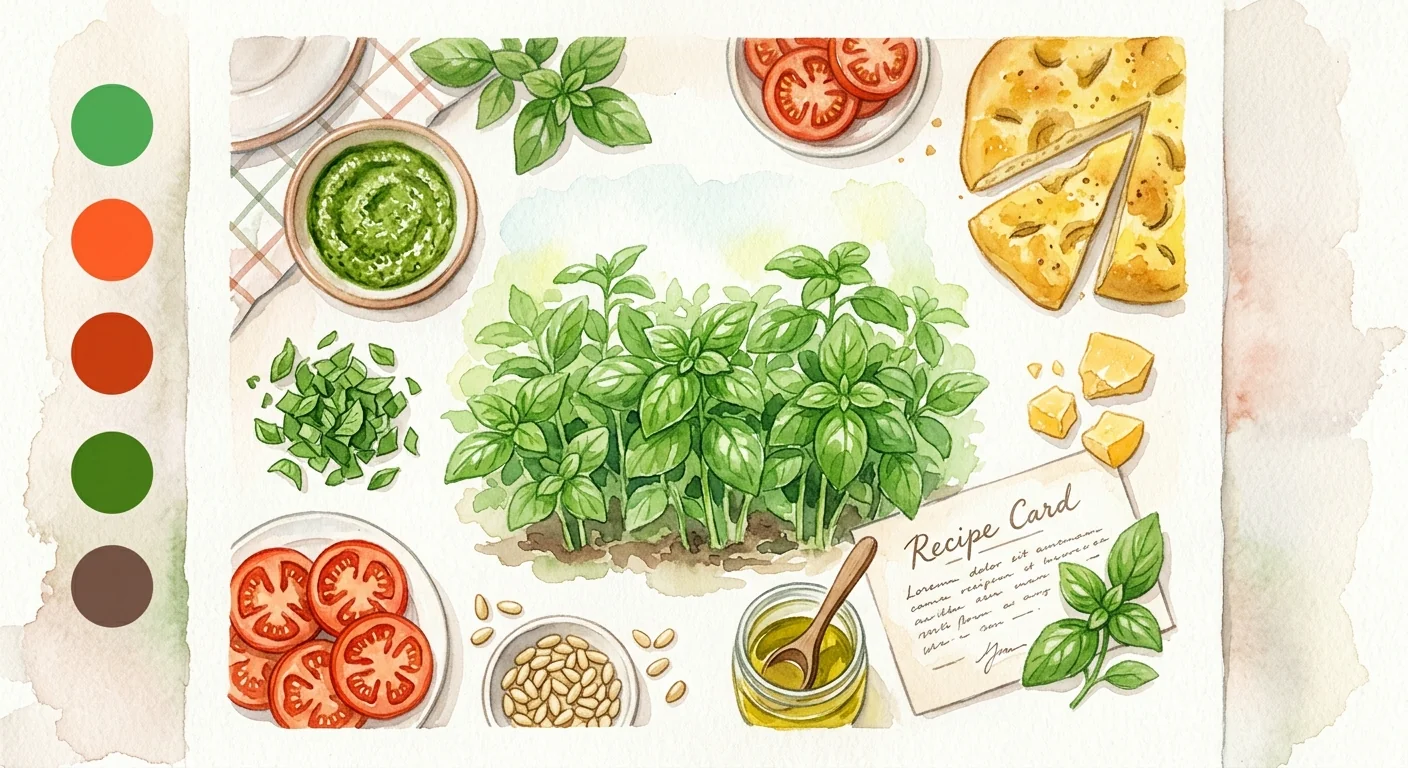 un jardin luxuriant avec des plants de basilic verdoyants sous un soleil éclatant