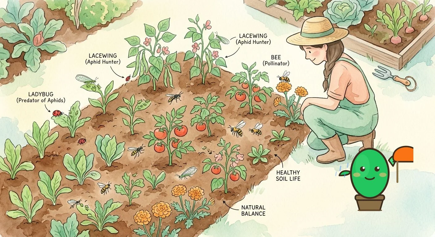 un jardinier observant ses cultures avec satisfaction