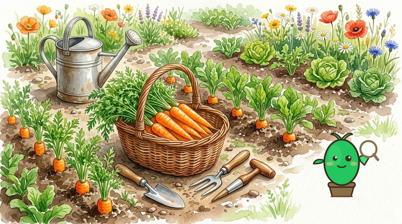 panier rempli de carottes fraîchement récoltées, prêt à être dégusté