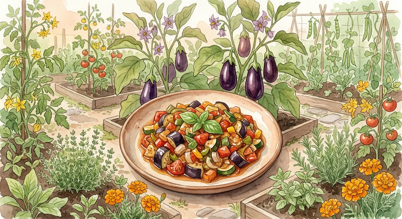 assiette de ratatouille colorée avec des aubergines