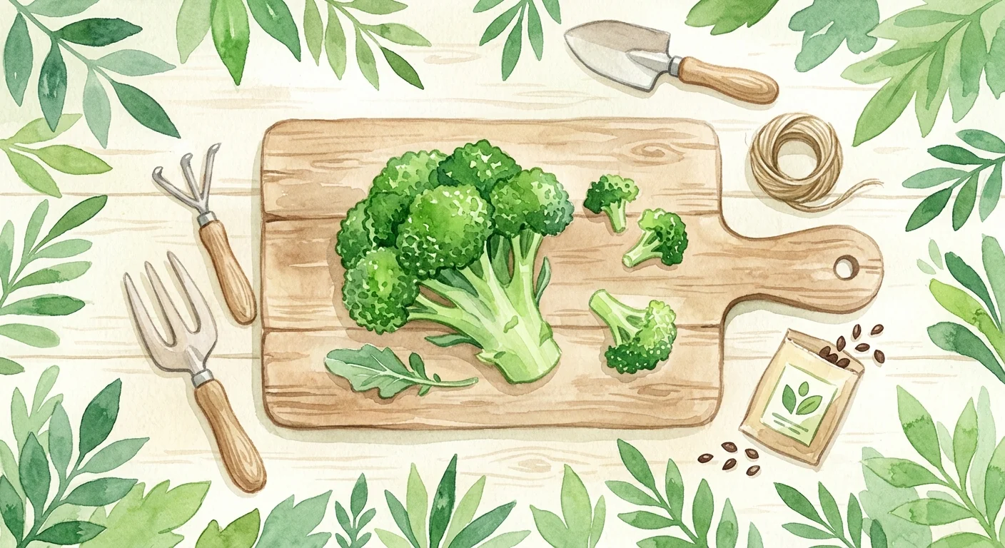 brocoli frais récolté, prêt à être cuisiné, sur une planche en bois